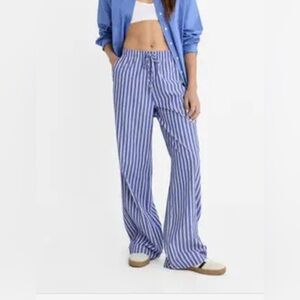 Stradivarius Blue and White Striped Pants